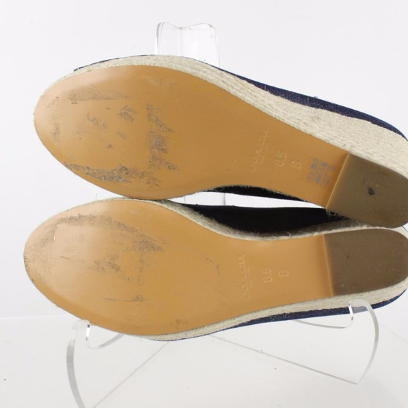 Coach Blaine Dark Wash Denim Peep Toe Wedge - Picture 6 of 7